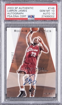 2003-04 UD SP Authentic "Rookie Authentics" Autograph #148 LeBron James Signed Rookie Card (#156/500) – PSA GEM MT 10, PSA/DNA 10